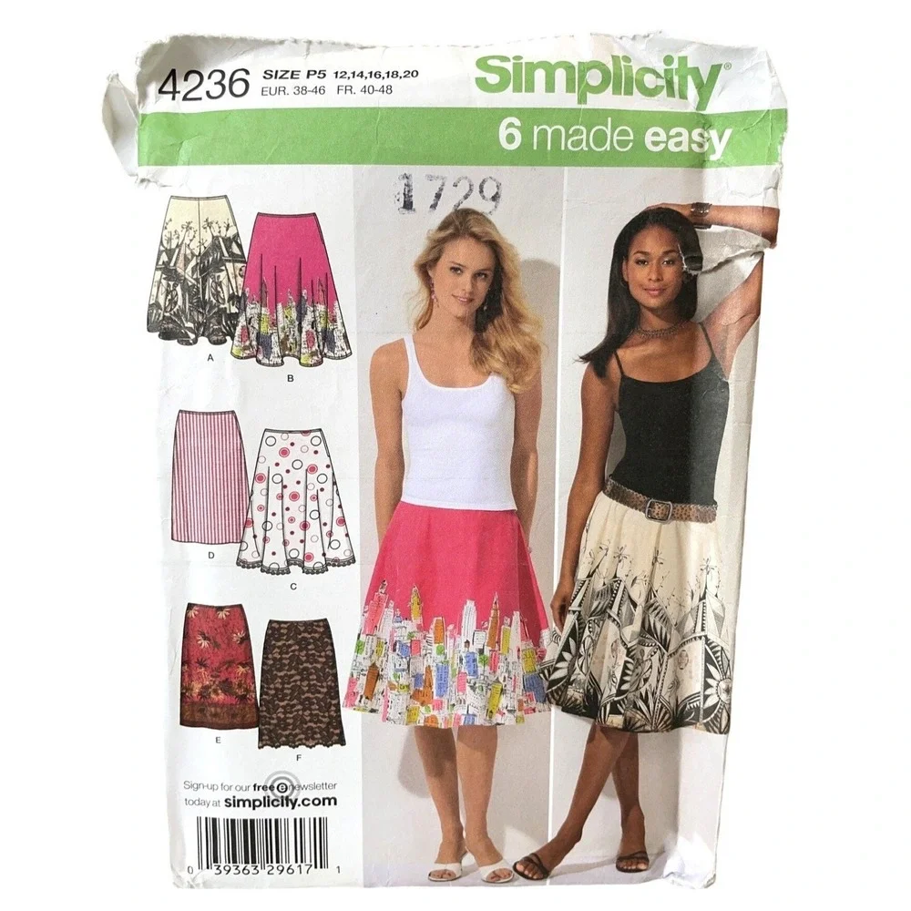 Simplicity Sewing Pattern‎ 4236 Skirts 6 Styles Easy Misses Size 12-20